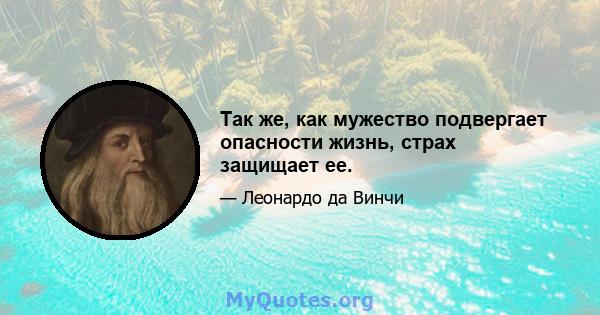 Так же, как мужество подвергает опасности жизнь, страх защищает ее.