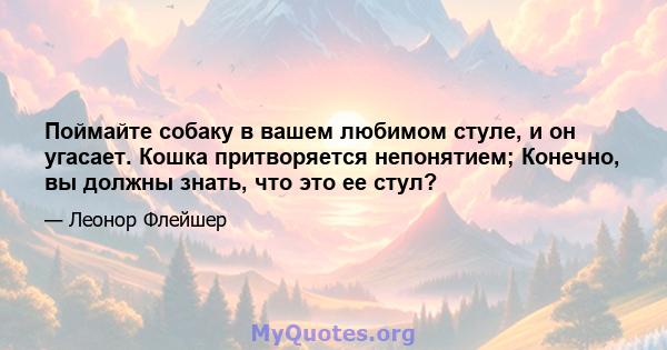 Поймайте собаку в вашем любимом стуле, и он угасает. Кошка притворяется непонятием; Конечно, вы должны знать, что это ее стул?