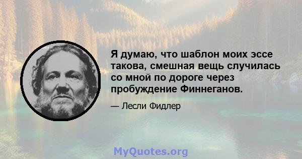 Я думаю, что шаблон моих эссе такова, смешная вещь случилась со мной по дороге через пробуждение Финнеганов.