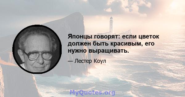 Японцы говорят: если цветок должен быть красивым, его нужно выращивать.