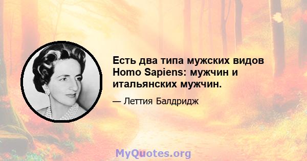 Есть два типа мужских видов Homo Sapiens: мужчин и итальянских мужчин.