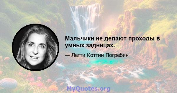 Мальчики не делают проходы в умных задницах.