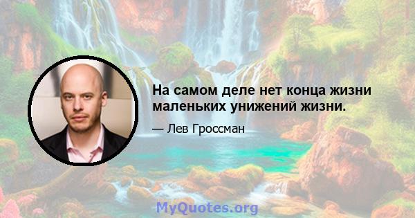 На самом деле нет конца жизни маленьких унижений жизни.