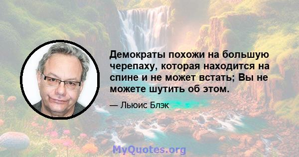 Демократы похожи на большую черепаху, которая находится на спине и не может встать; Вы не можете шутить об этом.