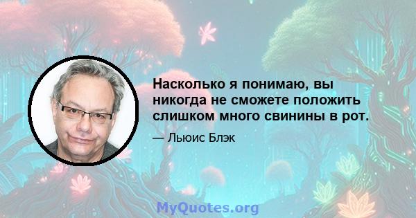 Насколько я понимаю, вы никогда не сможете положить слишком много свинины в рот.