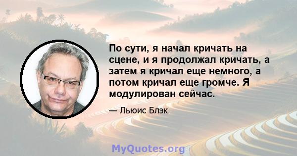 По сути, я начал кричать на сцене, и я продолжал кричать, а затем я кричал еще немного, а потом кричал еще громче. Я модулирован сейчас.