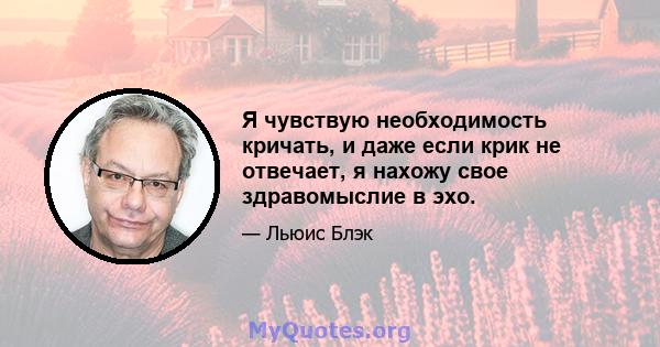 Я чувствую необходимость кричать, и даже если крик не отвечает, я нахожу свое здравомыслие в эхо.