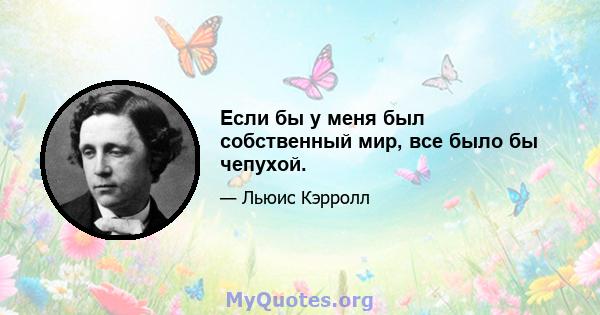 Если бы у меня был собственный мир, все было бы чепухой.