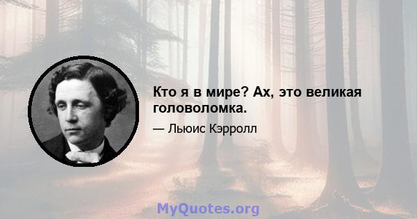 Кто я в мире? Ах, это великая головоломка.