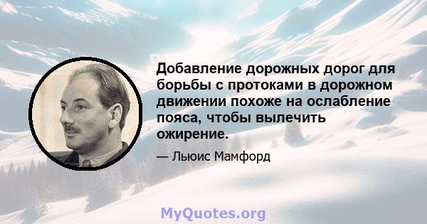 Добавление дорожных дорог для борьбы с протоками в дорожном движении похоже на ослабление пояса, чтобы вылечить ожирение.