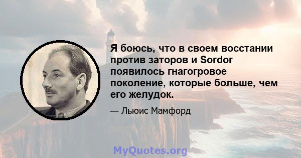 Я боюсь, что в своем восстании против заторов и Sordor появилось гнагогровое поколение, которые больше, чем его желудок.