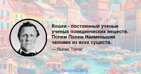 Кошки - постоянный ученые ученых поведенческих веществ. Полем Полем Наименьший человек из всех существ.