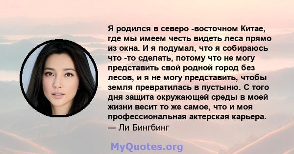 Я родился в северо -восточном Китае, где мы имеем честь видеть леса прямо из окна. И я подумал, что я собираюсь что -то сделать, потому что не могу представить свой родной город без лесов, и я не могу представить, чтобы 