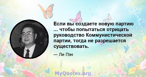 Если вы создаете новую партию ... чтобы попытаться отрицать руководство Коммунистической партии, тогда не разрешается существовать.