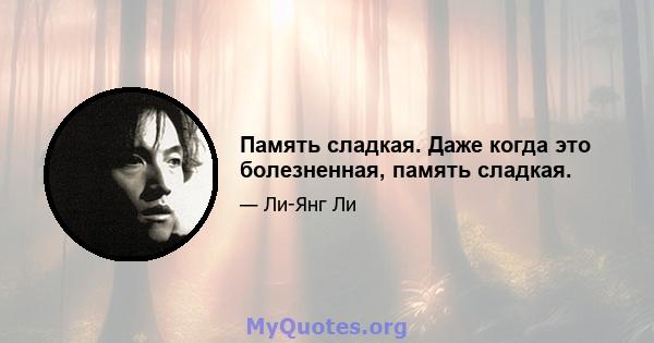 Память сладкая. Даже когда это болезненная, память сладкая.