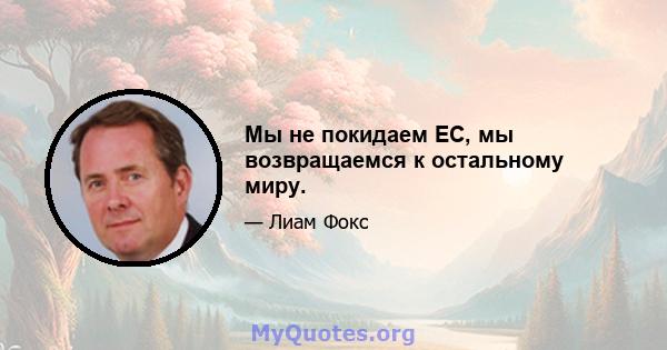 Мы не покидаем ЕС, мы возвращаемся к остальному миру.