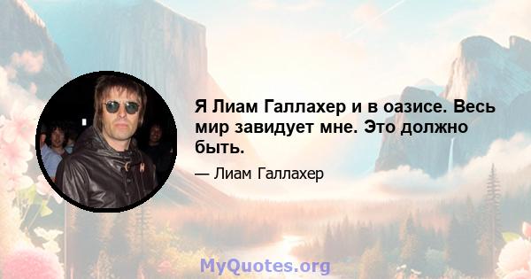 Я Лиам Галлахер и в оазисе. Весь мир завидует мне. Это должно быть.