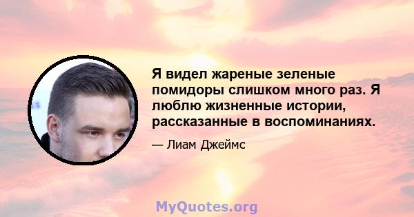 Я видел жареные зеленые помидоры слишком много раз. Я люблю жизненные истории, рассказанные в воспоминаниях.