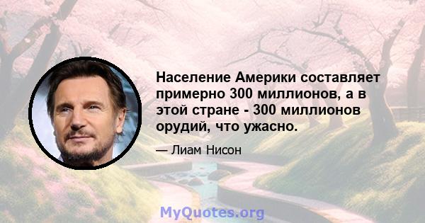 Население Америки составляет примерно 300 миллионов, а в этой стране - 300 миллионов орудий, что ужасно.