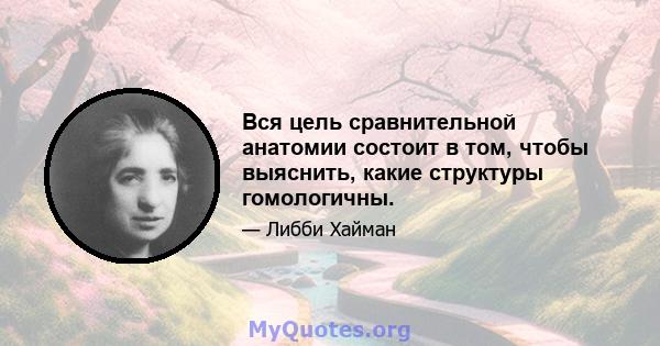 Вся цель сравнительной анатомии состоит в том, чтобы выяснить, какие структуры гомологичны.