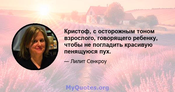 Кристоф, с осторожным тоном взрослого, говорящего ребенку, чтобы не погладить красивую пенящуюся пух.