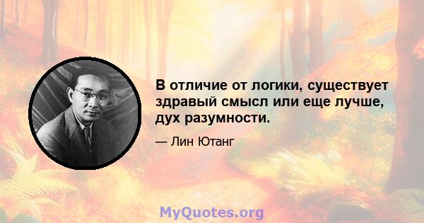 В отличие от логики, существует здравый смысл или еще лучше, дух разумности.