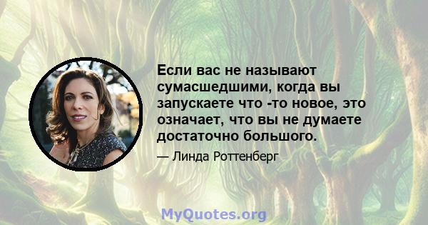 Если вас не называют сумасшедшими, когда вы запускаете что -то новое, это означает, что вы не думаете достаточно большого.