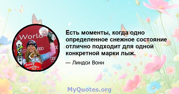 Есть моменты, когда одно определенное снежное состояние отлично подходит для одной конкретной марки лыж.