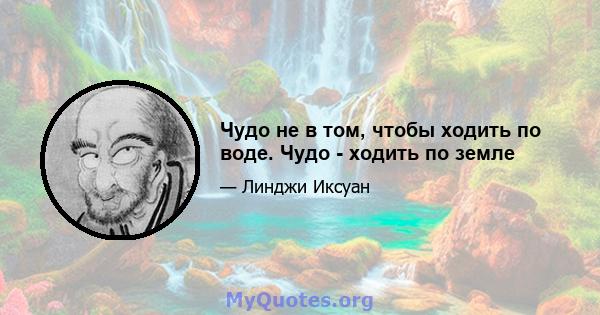 Чудо не в том, чтобы ходить по воде. Чудо - ходить по земле