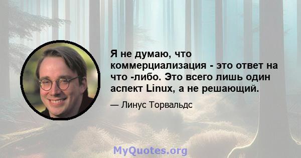 Я не думаю, что коммерциализация - это ответ на что -либо. Это всего лишь один аспект Linux, а не решающий.