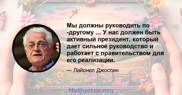 Мы должны руководить по -другому ... У нас должен быть активный президент, который дает сильное руководство и работает с правительством для его реализации.