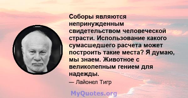 Соборы являются непринужденным свидетельством человеческой страсти. Использование какого сумасшедшего расчета может построить такие места? Я думаю, мы знаем. Животное с великолепным гением для надежды.