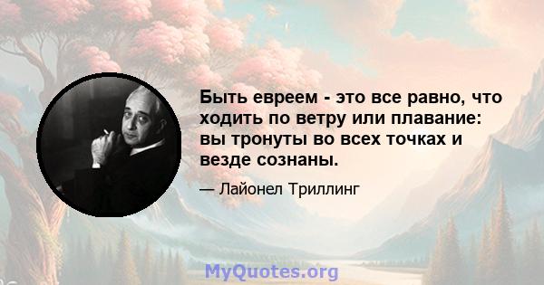 Быть евреем - это все равно, что ходить по ветру или плавание: вы тронуты во всех точках и везде сознаны.