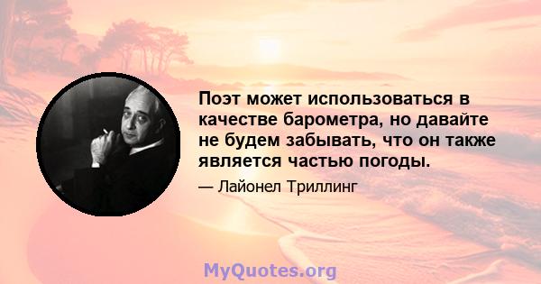 Поэт может использоваться в качестве барометра, но давайте не будем забывать, что он также является частью погоды.