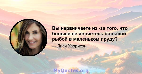 Вы нервничаете из -за того, что больше не являетесь большой рыбой в маленьком пруду?