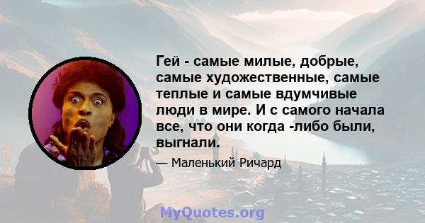 Гей - самые милые, добрые, самые художественные, самые теплые и самые вдумчивые люди в мире. И с самого начала все, что они когда -либо были, выгнали.