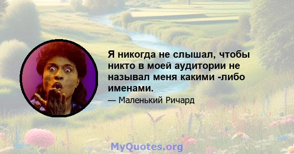 Я никогда не слышал, чтобы никто в моей аудитории не называл меня какими -либо именами.