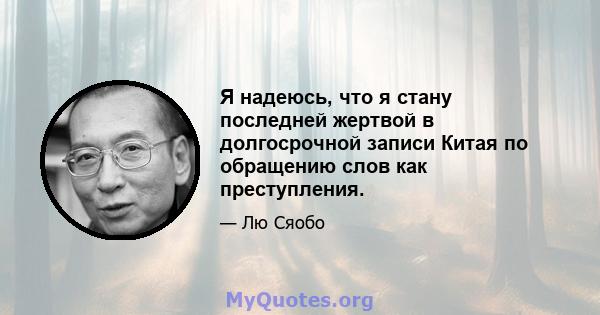 Я надеюсь, что я стану последней жертвой в долгосрочной записи Китая по обращению слов как преступления.