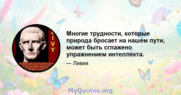 Многие трудности, которые природа бросает на нашем пути, может быть сглажено упражнением интеллекта.