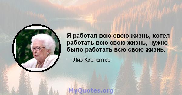 Я работал всю свою жизнь, хотел работать всю свою жизнь, нужно было работать всю свою жизнь.