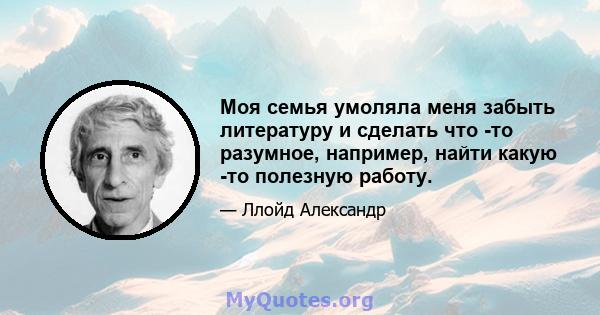 Моя семья умоляла меня забыть литературу и сделать что -то разумное, например, найти какую -то полезную работу.