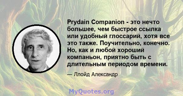 Prydain Companion - это нечто большее, чем быстрое ссылка или удобный глоссарий, хотя все это также. Поучительно, конечно. Но, как и любой хороший компаньон, приятно быть с длительным периодом времени.