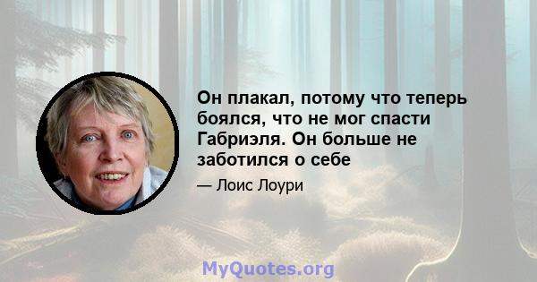 Он плакал, потому что теперь боялся, что не мог спасти Габриэля. Он больше не заботился о себе