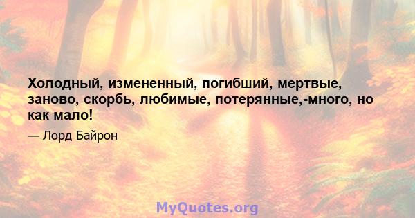 Холодный, измененный, погибший, мертвые, заново, скорбь, любимые, потерянные,-много, но как мало!