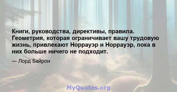 Книги, руководства, директивы, правила. Геометрия, которая ограничивает вашу трудовую жизнь, привлекают Норрауэр и Норрауэр, пока в них больше ничего не подходит.