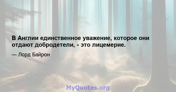 В Англии единственное уважение, которое они отдают добродетели, - это лицемерие.