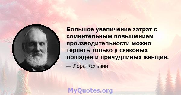 Большое увеличение затрат с сомнительным повышением производительности можно терпеть только у скаковых лошадей и причудливых женщин.