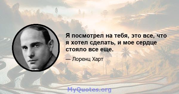 Я посмотрел на тебя, это все, что я хотел сделать, и мое сердце стояло все еще.