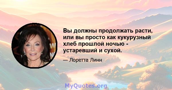 Вы должны продолжать расти, или вы просто как кукурузный хлеб прошлой ночью - устаревший и сухой.