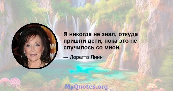 Я никогда не знал, откуда пришли дети, пока это не случилось со мной.